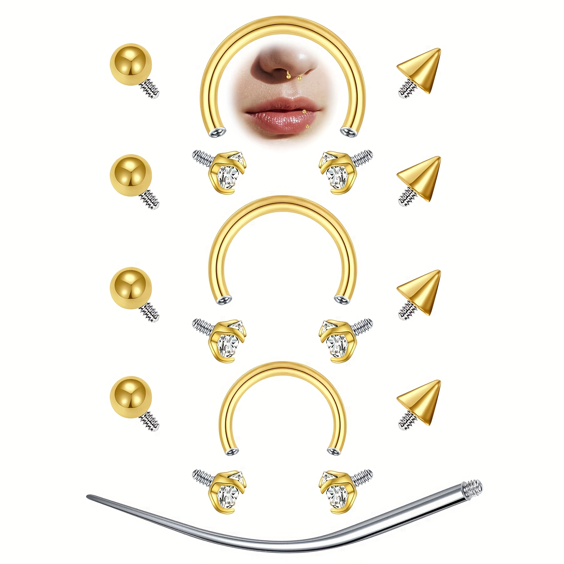 Body Jewelry Replacement Ball - 12 Uds. Anillos de tabique de