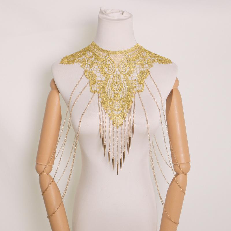 Collar de borlas multicapa con - Body Jewelry Necklace reseña y precio